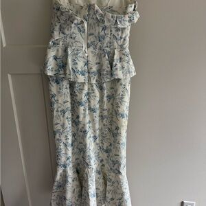 Antonio Melani Blue and White Floral Midi Dress